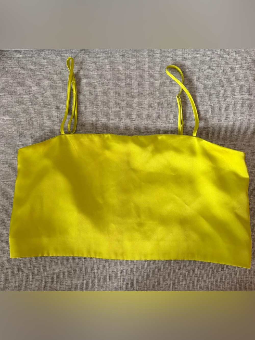 Antonio Melani Callista Lime Green Satin Square Neck Crop Top